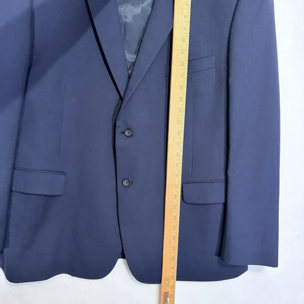 Pronto Uomo Platinum Blazer Men’s 50R Navy Blue 100% Wool 2 Button Sport Coat